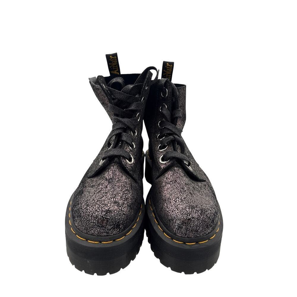 Women’s Dr. Martens Size 7 Holographic Silver & Black Suede Platform Zip Boots